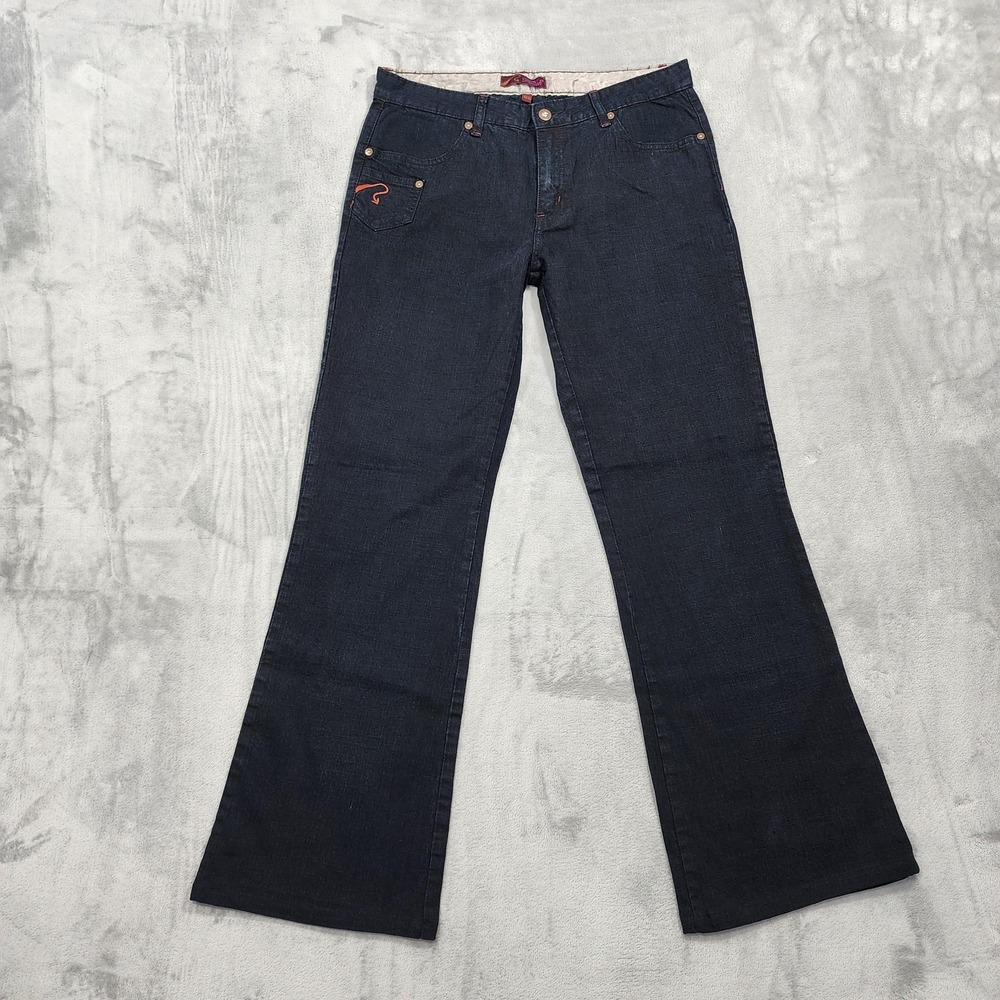 Vintage Fetish Jeans Womens 13/14 Blue Mid Rise Flare Stretch‎ Denim Dark Wash